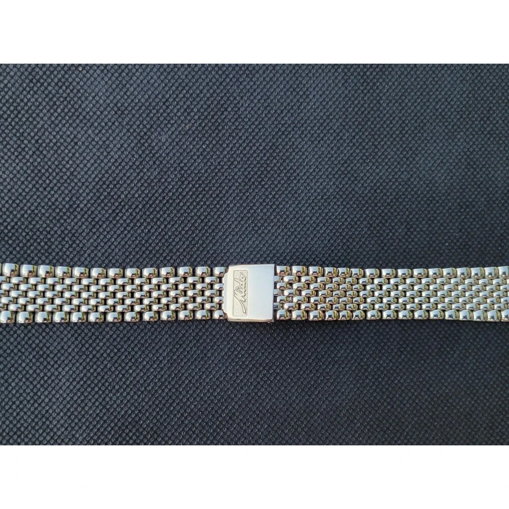 NOS Vintage Mido STL Stelux Beads of Rice Watch Bracelet 18mm Stainless Steel
